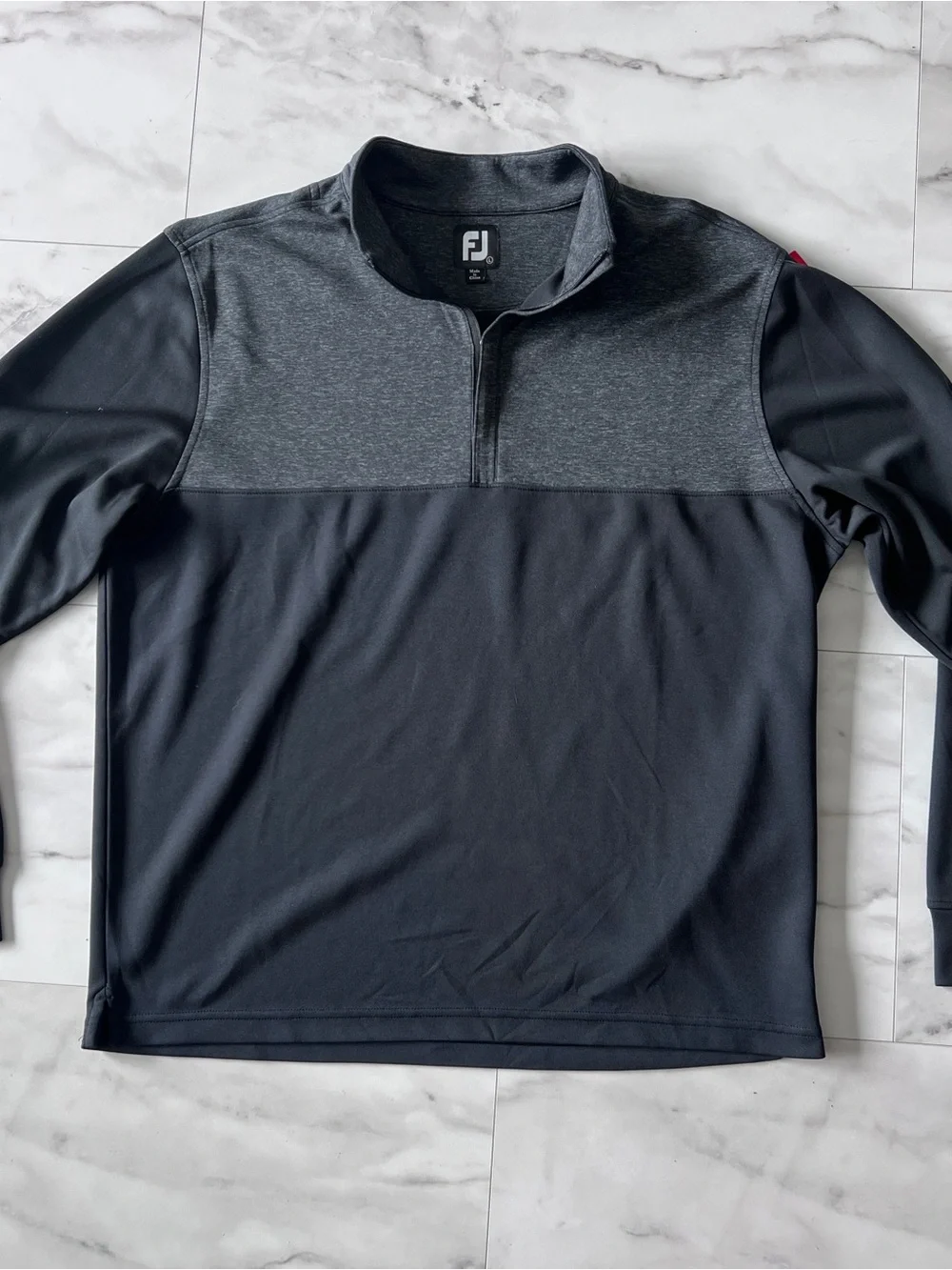 FootJoy Men's Quarter-Zip Pullover - Black & Charcoal Heather